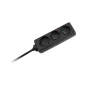 Przedłużacz czarny Rebel 3 gniazda - kabel 3m (3x1,5mm), bez przełącznika Przedłużacz czarny Rebel 3 gniazda - kabel 3m (3x1,5mm), bez przełącznika
