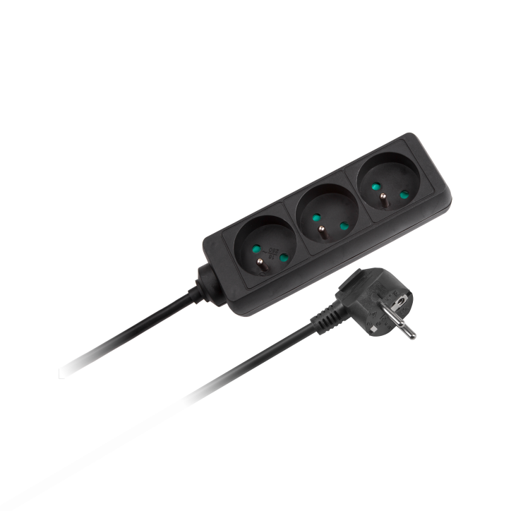 Przedłużacz czarny Rebel 3 gniazda, kabel 5m (3x1,5) bez przełącznika Przedłużacz czarny Rebel 3 gniazda, kabel 5m (3x1,5) bez przełącznika