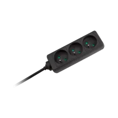 Przedłużacz czarny Rebel 3 gniazda, kabel 5m (3x1,5) bez przełącznika