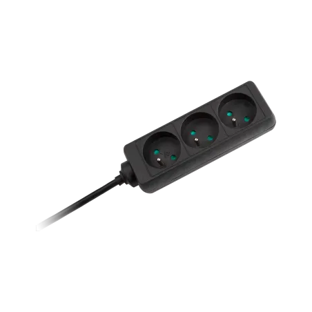 Przedłużacz czarny Rebel 3 gniazda, kabel 5m (3x1,5) bez przełącznika