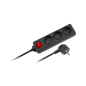 Przedłużacz czarny Rebel z przełącznikiem 3 gniazda - 5m (1,5mm) Przedłużacz czarny Rebel z przełącznikiem 3 gniazda - 5m (1,5mm)