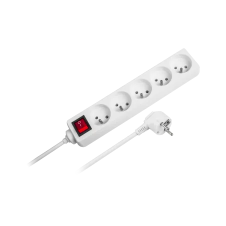 Przedłużacz sieciowy Rebel 5 gniazd z przełacznikiem , 5m (1,5mm)