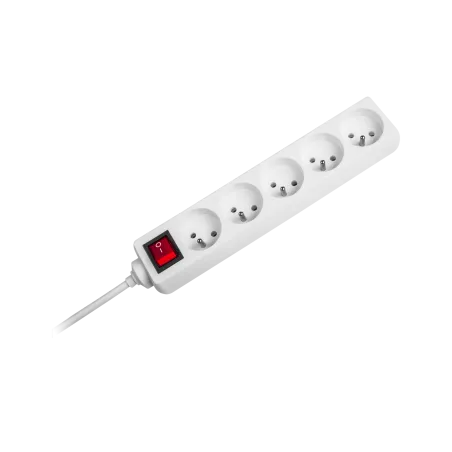 Przedłużacz sieciowy Rebel 5 gniazd z przełacznikiem , 5m (1,5mm)