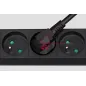 Przedłużacz sieciowy Rebel czarny 5 gniazd z przełącznikiem, kabel 3m (1,5mm) Przedłużacz sieciowy Rebel czarny 5 gniazd z przełącznikiem, kabel 3m (1,5mm)