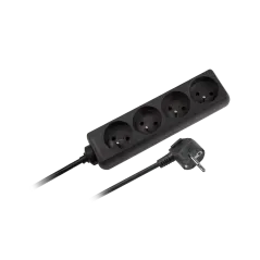 Przedłużacz sieciowy Rebel czarny 4 gniazda bez przełącznika, kabel 5m (3x1,5mm)