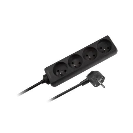 Przedłużacz sieciowy Rebel czarny 4 gniazda bez przełącznika, kabel 5m (3x1,5mm)