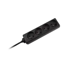 Przedłużacz sieciowy Rebel czarny 4 gniazda bez przełącznika, kabel 5m (3x1,5mm)