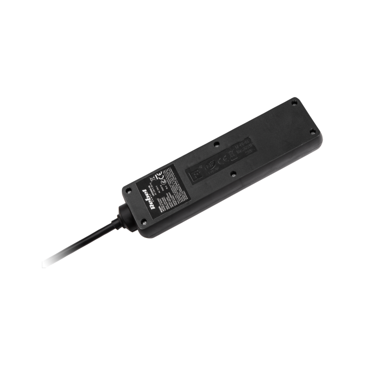 Przedłużacz sieciowy Rebel czarny 4 gniazda bez przełącznika, kabel 5m (3x1,5mm) Przedłużacz sieciowy Rebel czarny 4 gniazda bez przełącznika, kabel 5m (3x1,5mm)