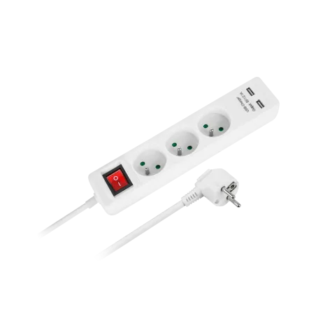 Przedłużacz sieciowy Rebel 3 gniazda + 2 gniazda USB z wyłacznikiem - 5m