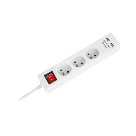 Przedłużacz sieciowy Rebel 3 gniazda + 2 gniazda USB z wyłacznikiem - 5m