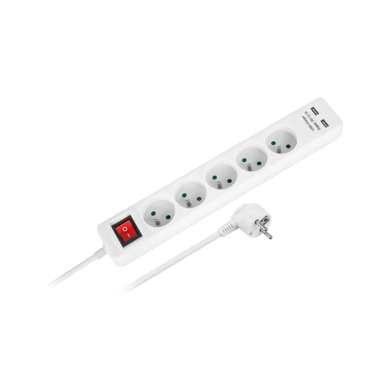 Przedłużacz sieciowy Rebel 5 gniazd + 2 gniazda USB z wyłącznikiem- 3m Przedłużacz sieciowy Rebel 5 gniazd + 2 gniazda USB z wyłącznikiem- 3m