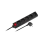 Przedłużacz sieciowy Rebel czarny 5 gniazd z przełącznikiem, dł. 1.5m