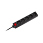 Przedłużacz sieciowy Rebel czarny 5 gniazd z przełącznikiem, kabel 5m (1,5mm) Przedłużacz sieciowy Rebel czarny 5 gniazd z przełącznikiem, kabel 5m (1,5mm)