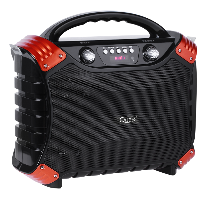 Przenośny aktywny zestaw głośnikowy Quer z funkcją MP3, Bluetooth, radio FM oraz funkcją Karaoke Przenośny aktywny zestaw głośnikowy Quer z funkcją MP3, Bluetooth, radio FM oraz funkcją Karaoke