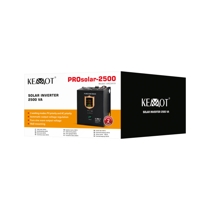 Przetwornica solarna naścienna ( inwerter ) KEMOT PROsolar-2500 ( 24V 230V 25000VA/1800W ) Przetwornica solarna naścienna ( inwerter ) KEMOT PROsolar-2500 ( 24V 230V 25000VA/1800W )