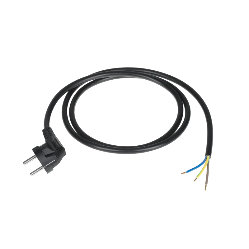 Przewód zasilający 3x1,5mm czarny 3m z wtyczką kątową Przewód zasilający 3x1,5mm czarny 3m z wtyczką kątową