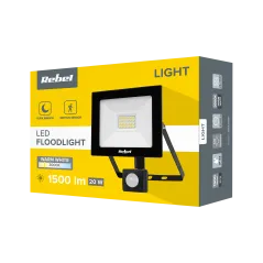 Reflektor LED Rebel 20W (24x2835 SMD), 3000K, z sensorem zmierzchu, 230V