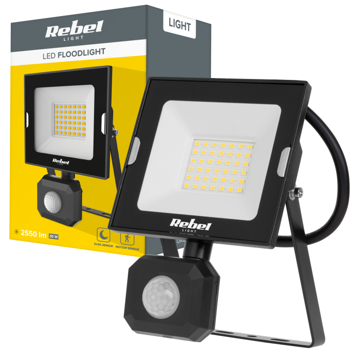 Reflektor LED 30W z sensorem ruchu i zmierzchu, 4000K, 230V Reflektor LED 30W z sensorem ruchu i zmierzchu, 4000K, 230V