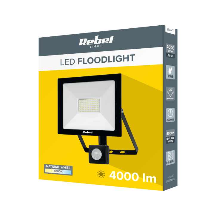 Reflektor Led Rebel 50W ( 84X 2835 SMD) 4000K z sensorem ruchu i zmierzchu, 230V Reflektor Led Rebel 50W ( 84X 2835 SMD) 4000K z sensorem ruchu i zmierzchu, 230V