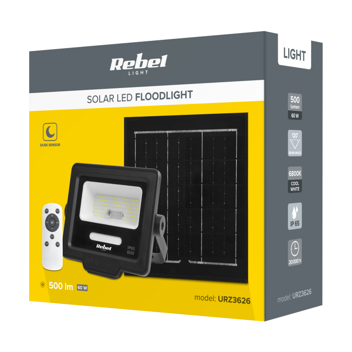 Reflektor solarny Rebel 60 W sterowany pilotem Reflektor solarny Rebel 60 W sterowany pilotem