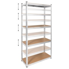 Regał metalowy magazynowy 180x90x40 srebrny Rebel