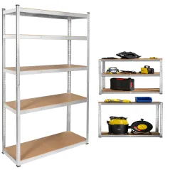 Regał metal magazynowy 205x120x45 srebrny Rebel