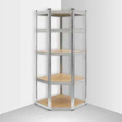 Regał magazynowy narożny 180x40x70 srebrny Rebel