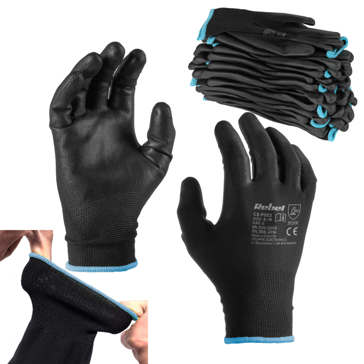Rękawice robocze poliuretanowe CS-P002 r.9 M (12kpl.) Rękawice robocze poliuretanowe CS-P002 r.9 M (12kpl.)