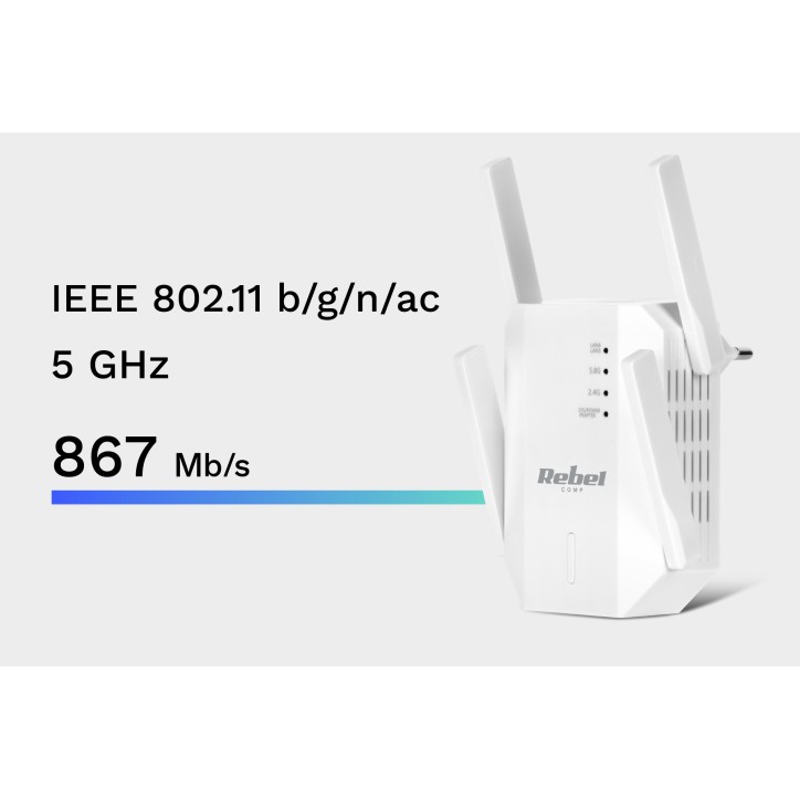 Repeater - wzmacniacz sieci bezprzewodowej 2.4+5 GHz Rebel Repeater - wzmacniacz sieci bezprzewodowej 2.4+5 GHz Rebel