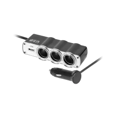 Rozdzielacz gniazda zapalniczki samochodowej x3 z kablem i USB