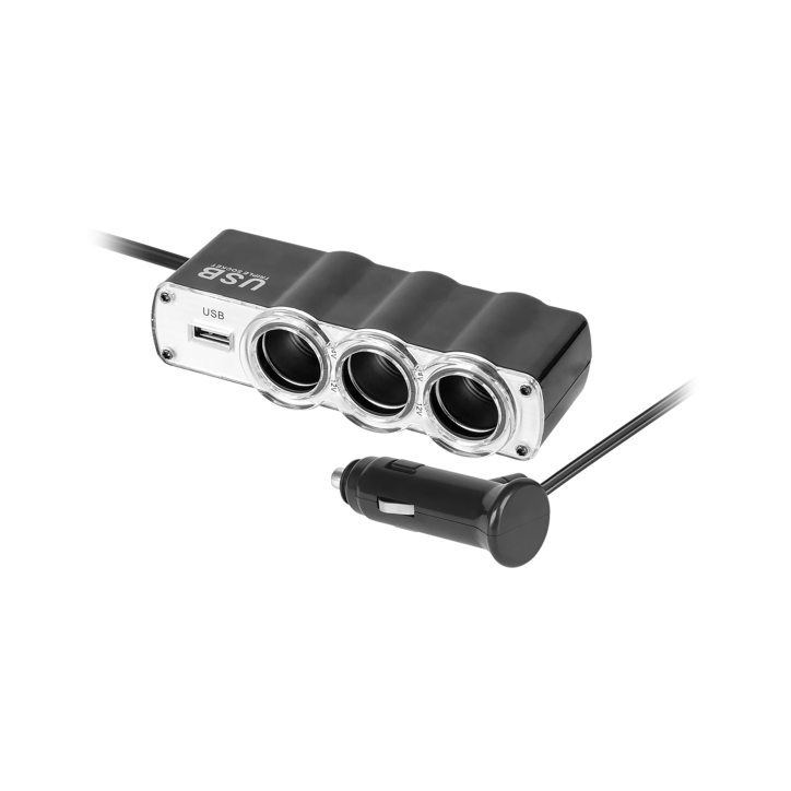 Rozdzielacz gniazda zapalniczki samochodowej x3 z kablem i USB Rozdzielacz gniazda zapalniczki samochodowej x3 z kablem i USB