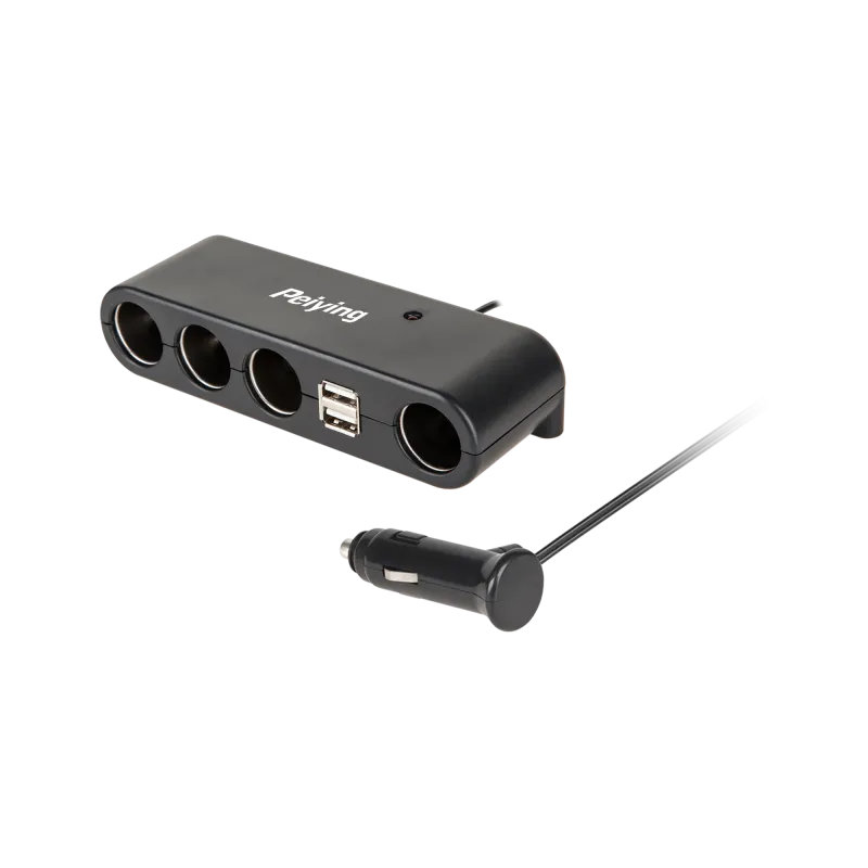 Rozdzielacz gniazda zapalniczki samochodowej x4 z kablem i USB Rozdzielacz gniazda zapalniczki samochodowej x4 z kablem i USB