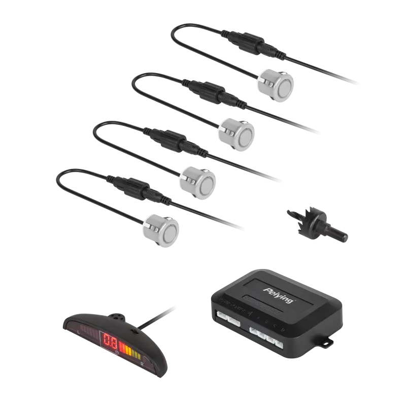 Samochodowe czujniki parkowania z wyświetlaczem (tył) Peiying – srebrne Samochodowe czujniki parkowania z wyświetlaczem (tył) Peiying – srebrne