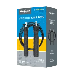 Skakanka bokserska z gumową rączką z obciążeniem 2x100g i metalowym łożyskiem 3m regulowana, REBEL ACTIVE