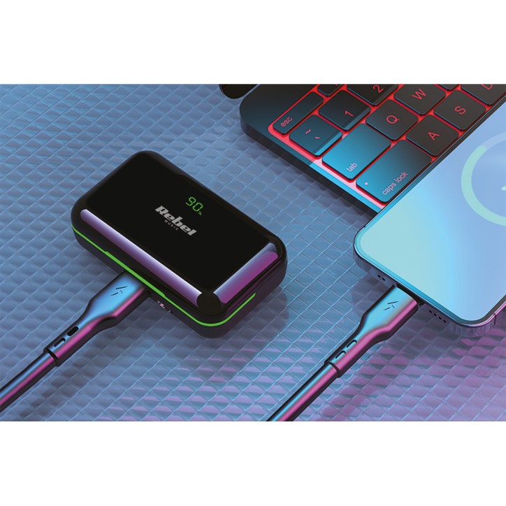Słuchawki bezprzewodowe dokanałowe z powerbank Rebel SN-E10 Słuchawki bezprzewodowe dokanałowe z powerbank Rebel SN-E10