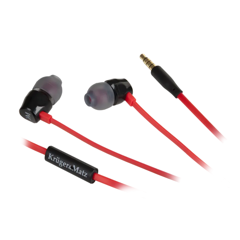 Słuchawki dokanałowe z mikrofonem Kruger&Matz model D10 czerwone