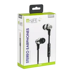 Słuchawki metalowe douszne M-Life Jack 3,5 z mikrofonem iphone/samsung