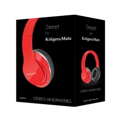 Słuchawki przewodowe nauszne Kruger&Matz model Street , kolor czerwony