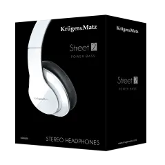 Słuchawki przewodowe nauszne Kruger&Matz model Street 2 Power Bass, kolor biały
