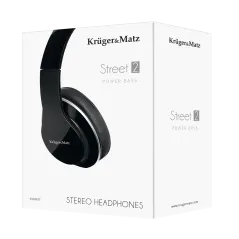 Słuchawki przewodowe nauszne Kruger&Matz model Street 2 Power Bass, kolor czarny
