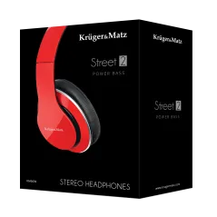 Słuchawki przewodowe nauszne Kruger&Matz model Street 2 Power Bass, kolor czerwony