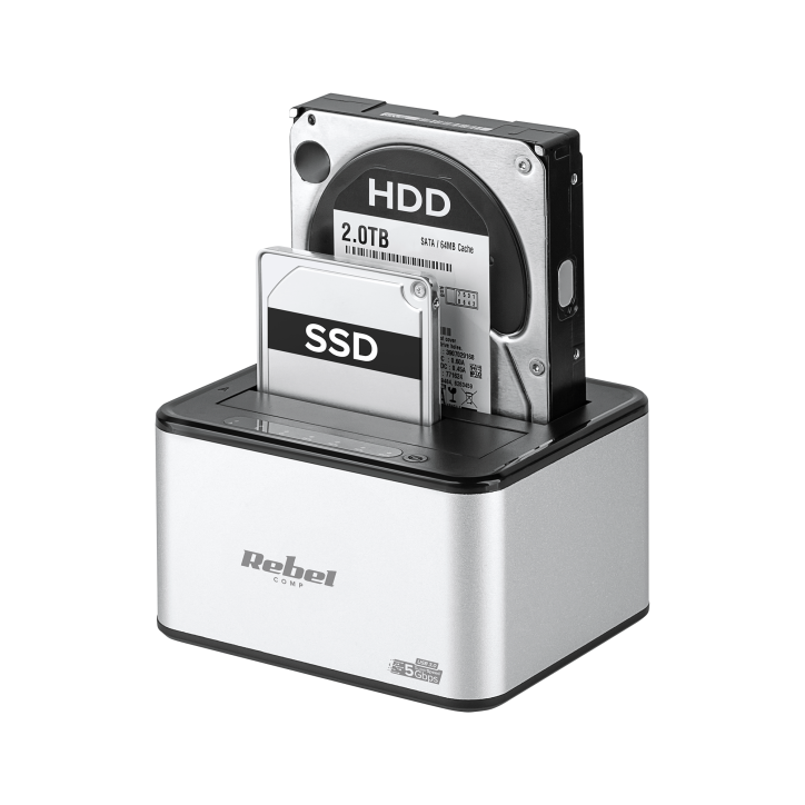 Stacja dokująca dysków HDD/ SSD USB 3.0 aluminiowa Rebel Stacja dokująca dysków HDD/ SSD USB 3.0 aluminiowa Rebel