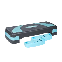 Step do aerobiku i ćwiczeń fitness, 3 stopnie, szaro-niebieski, REBEL ACTIVE