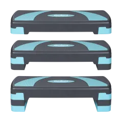 Step do aerobiku i ćwiczeń fitness, 3 stopnie, szaro-niebieski, REBEL ACTIVE