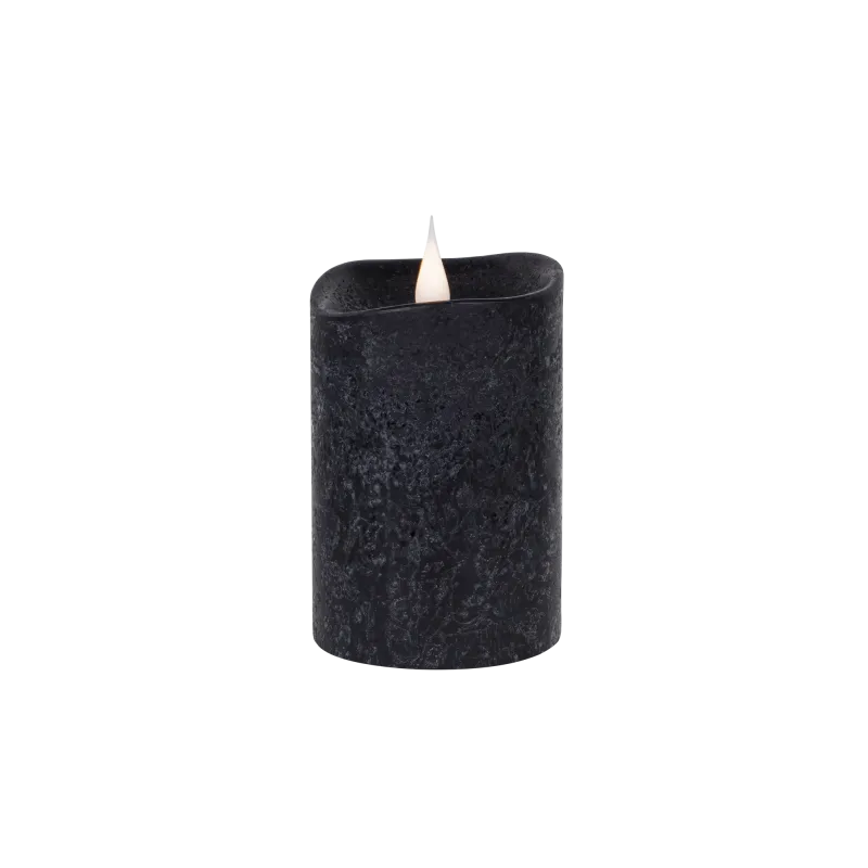 Świeca woskowa LED mała rustic black