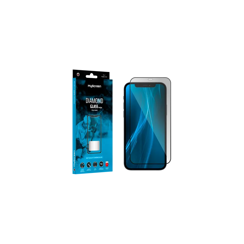 Szkło ochronne MyScreen DIAMOND GLASS LITE edge FULL GLUE czarne Apple iPhone 12 Pro Max 6.7"