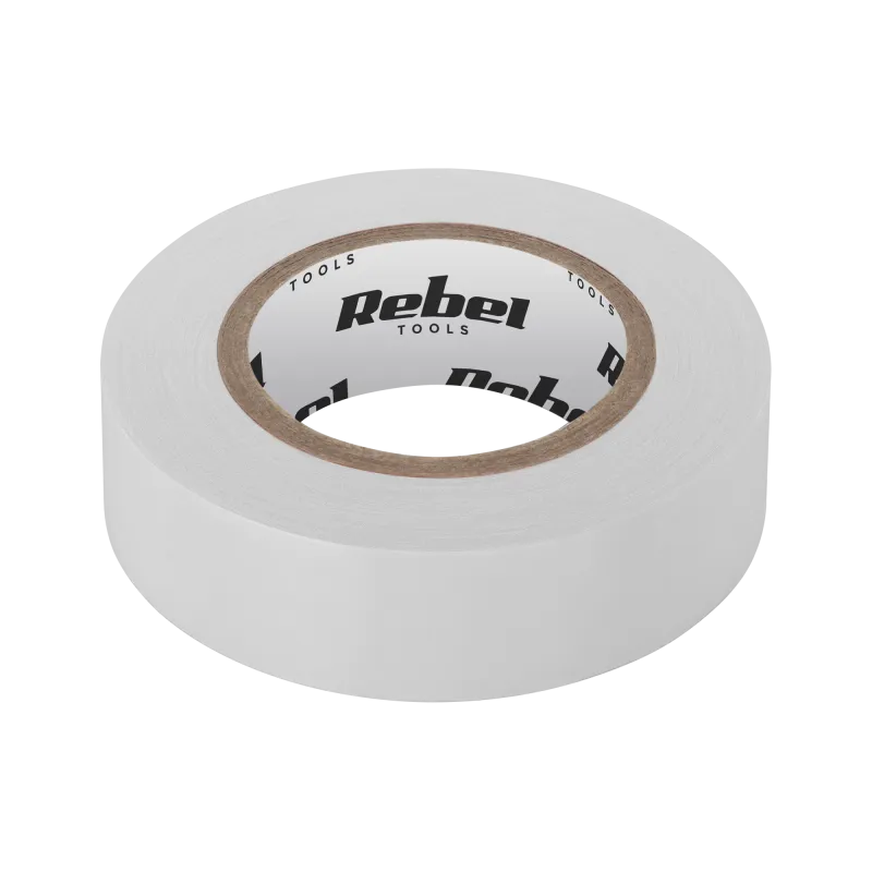 Taśma izolacyjna klejąca REBEL (0,13 mm x 19 mm x 10 yd) biała