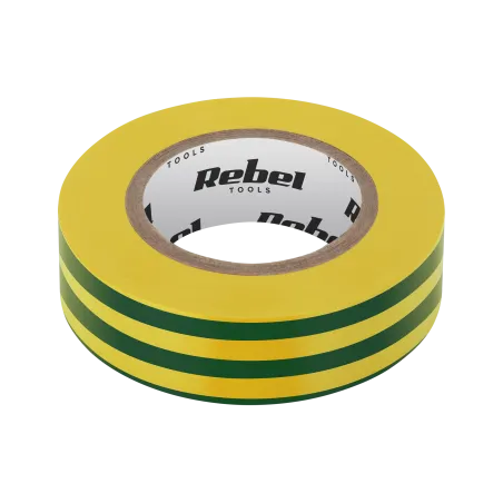 Taśma izolacyjna klejąca REBEL (0,13 mm x 19 mm x 10 yd) żółto-zielona