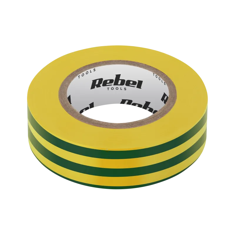 Taśma izolacyjna klejąca REBEL (0,13 mm x 19 mm x 20 yd) żółto-zielona Taśma izolacyjna klejąca REBEL (0,13 mm x 19 mm x 20 yd) żółto-zielona