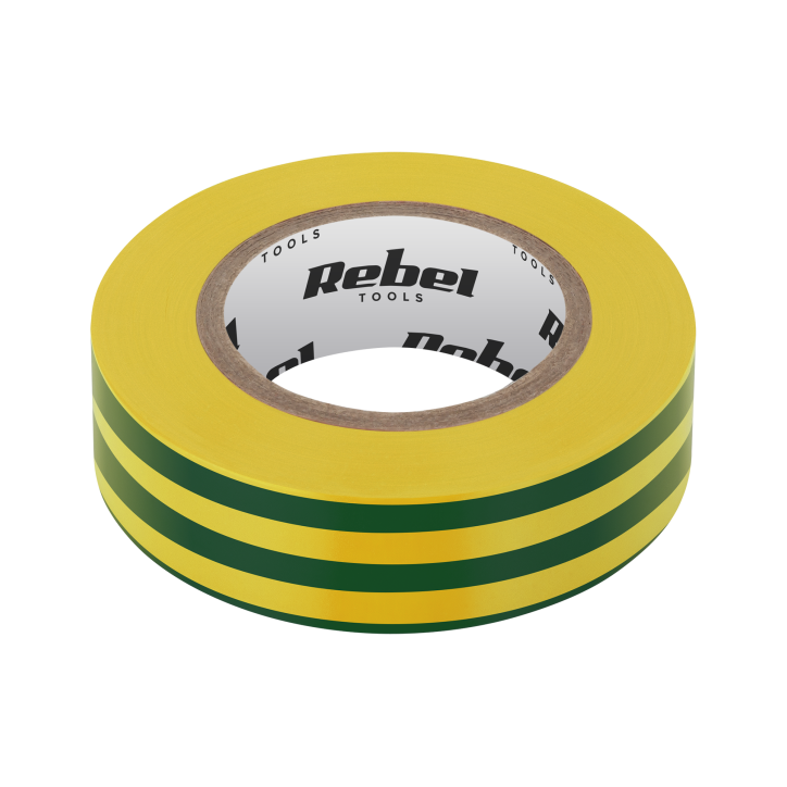 Taśma izolacyjna klejąca REBEL (0,13 mm x 19 mm x 20 yd) żółto-zielona Taśma izolacyjna klejąca REBEL (0,13 mm x 19 mm x 20 yd) żółto-zielona